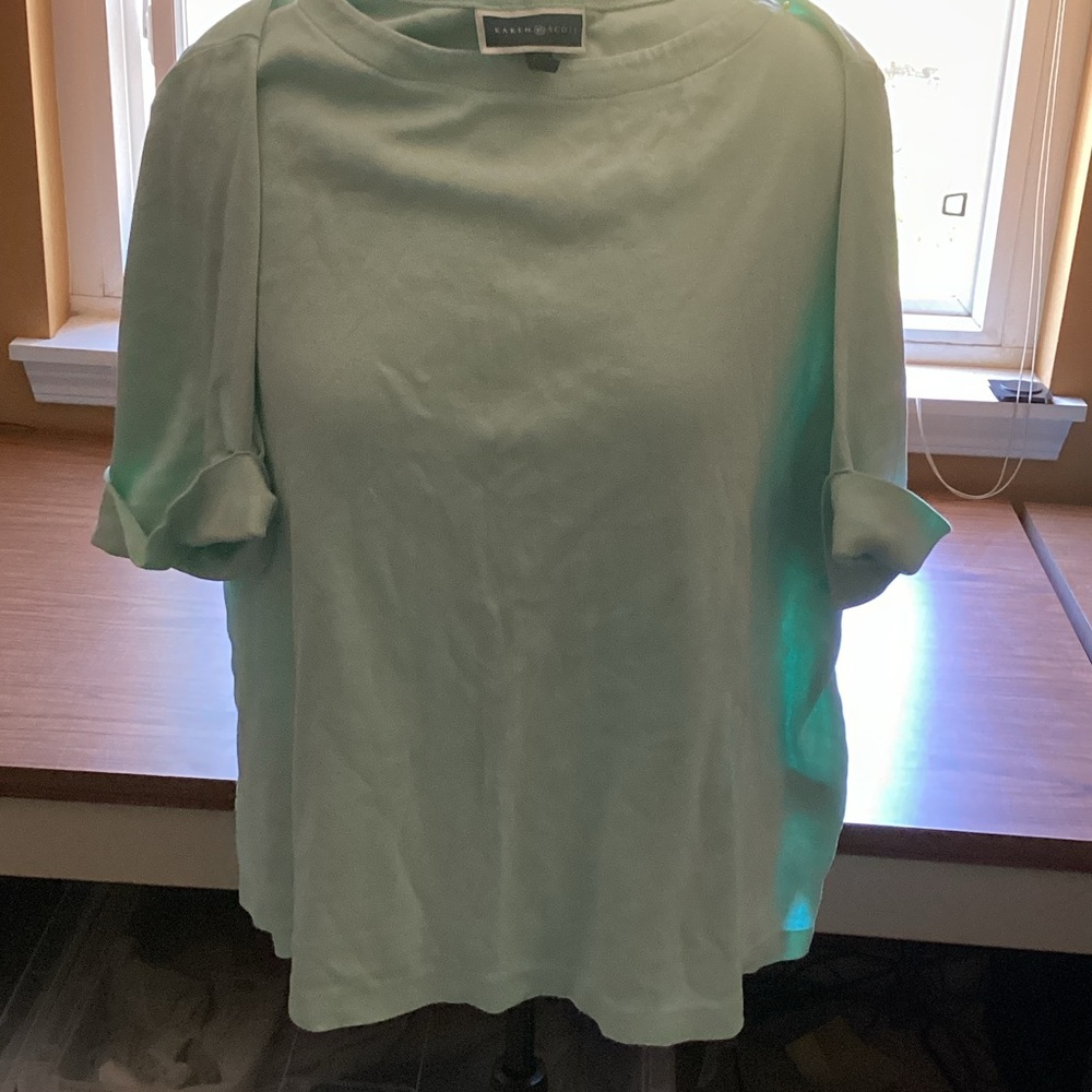 Karen Scott Mint Green Short Sleeve Top